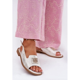 S.Barski Tyylikkät litteä kantaiset naisten sandaalit, joissa on S. Barski Kv51-082 -hopea koriste 2