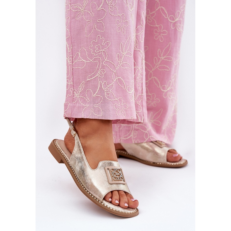 S.Barski Tyylikkät naisten litteät sandaalit, joissa on S. Barski Kv51-082 -kullan koriste kultainen 2