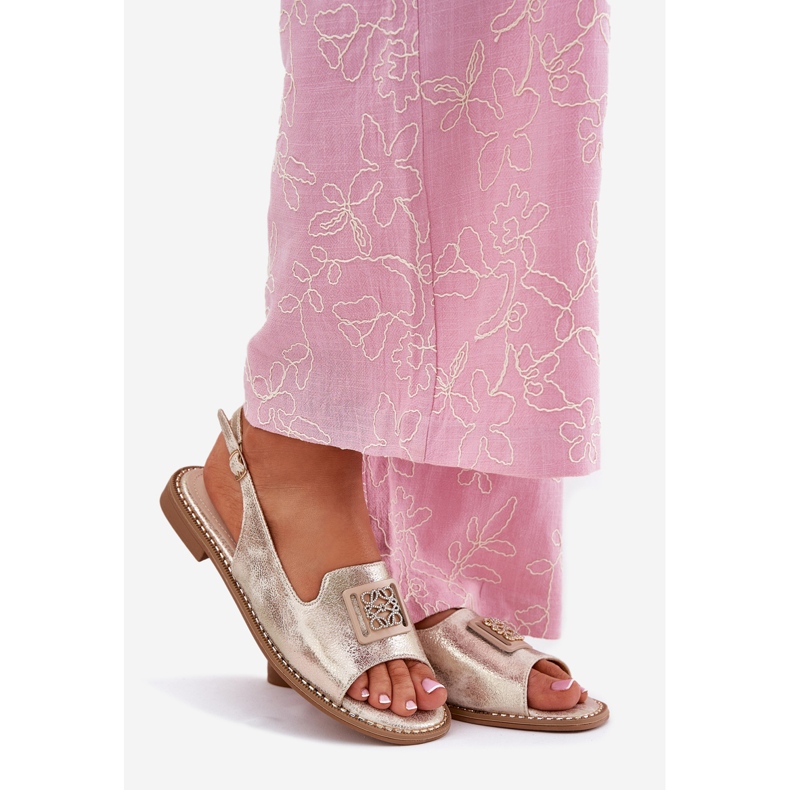 S.Barski Tyylikkät naisten litteät sandaalit, joissa on S. Barski Kv51-082 -kullan koriste kultainen 1