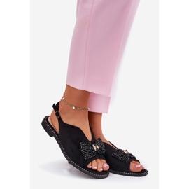 S.Barski Naisten sandaalit, joissa on litteä keula. Barski Kv51-014 Musta 1