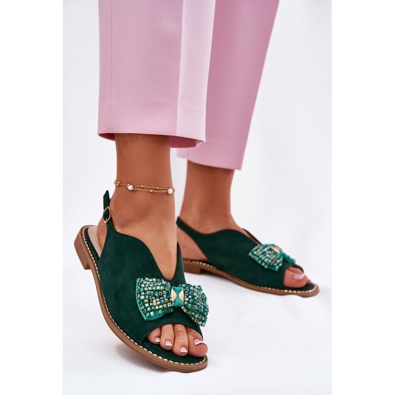 S.Barski Naisten sandaalit, joissa on litteä keula. Barski Kv51-014 Green vihreä 2
