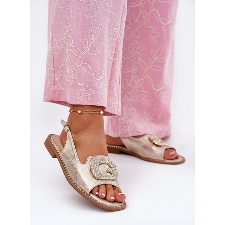 S.Barski Naisten sandaalit, joissa on koristeelliset yksityiskohdat S. Barski Kv51-081 PLN: stä kultainen 2