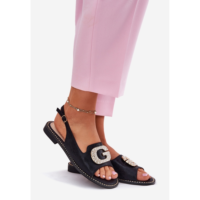 S.Barski Naisten sandaalit koristeellisella yksityiskohdilla S. Barski Kv51-081 musta 1