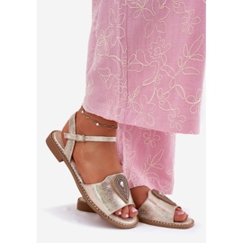 S.Barski Naisten litteät sandaalit, joissa on S. Barski Kv51-098 Zloty koriste kultainen 1