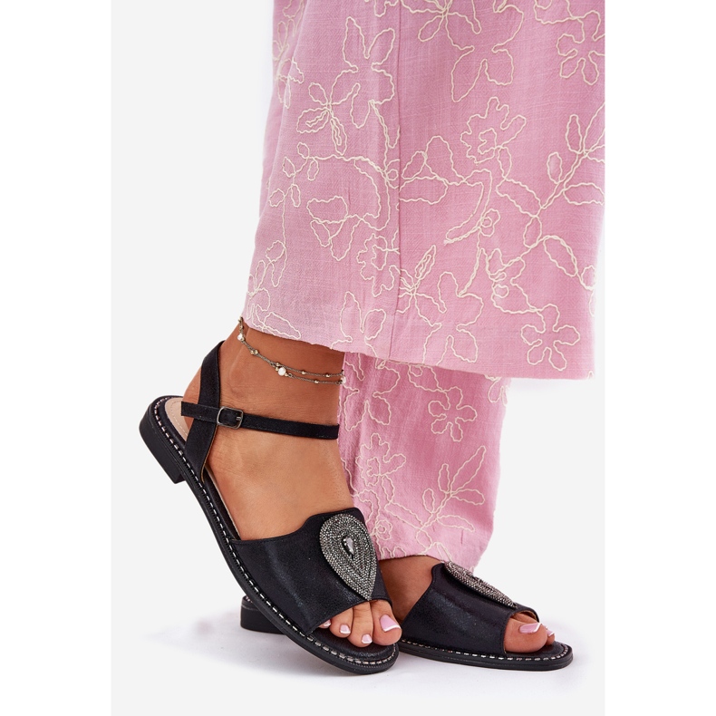 S.Barski Naisten litteät sandaalit koristeella S. Barski Kv51-098 Musta 1