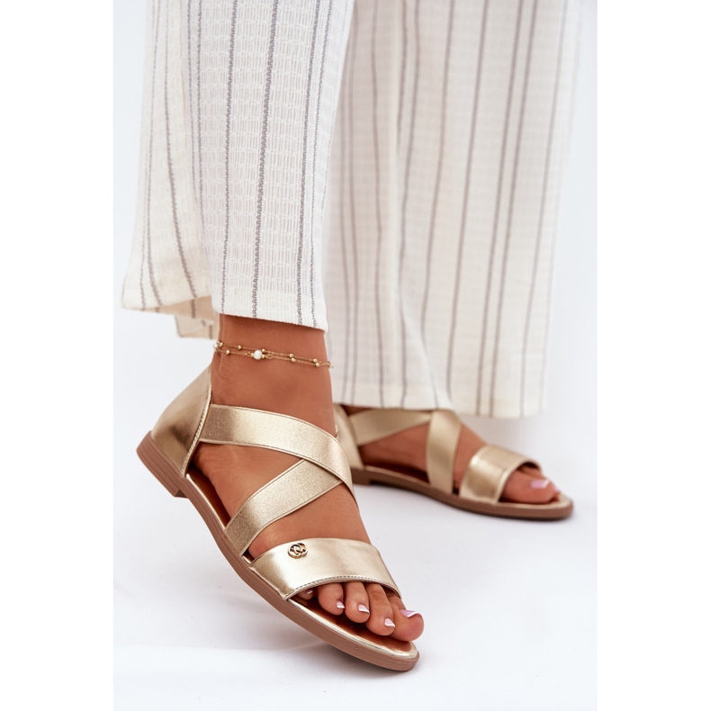 EVento Litteät naisten sandaalit, joissa on joustavat kultaiset raidat kultainen 2