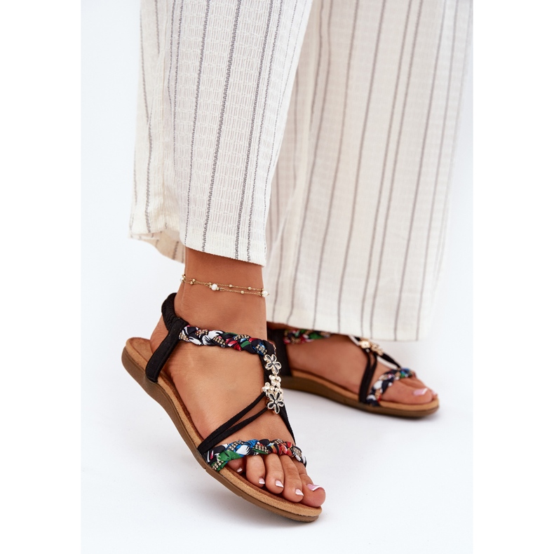 EVento Naisten sandaalit, joissa on nastat ja punotut raidat mustat 2