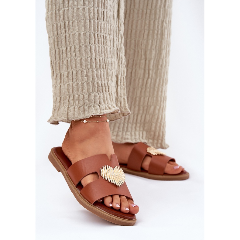 EVento Litteät naisten flopsit kultaisen sisustuskamelin kanssa ruskea 2