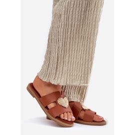 EVento Litteät naisten flopsit kultaisen sisustuskamelin kanssa ruskea 1