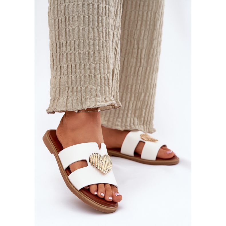 EVento Litteät naisten flopsit, joissa on kultainen sisustus valkoinen 2