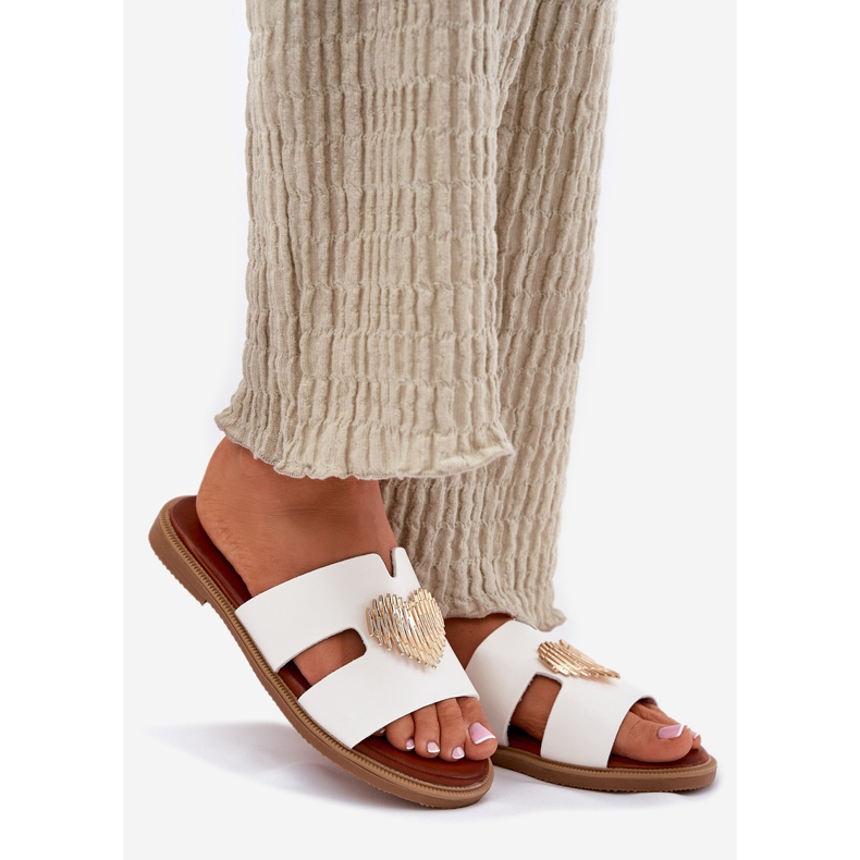 EVento Litteät naisten flopsit, joissa on kultainen sisustus valkoinen 1