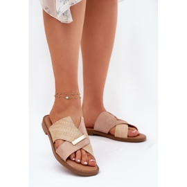 Naisten litteät korkokengät koristeellisella Vinceza 17385 beigellä 2