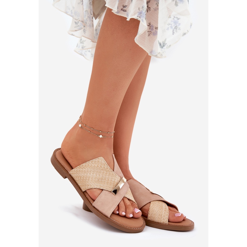 Naisten litteät korkokengät koristeellisella Vinceza 17385 beigellä 1