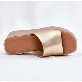Inna Naisten flip flops kiilan ekologisella nahkalla kultainen 7