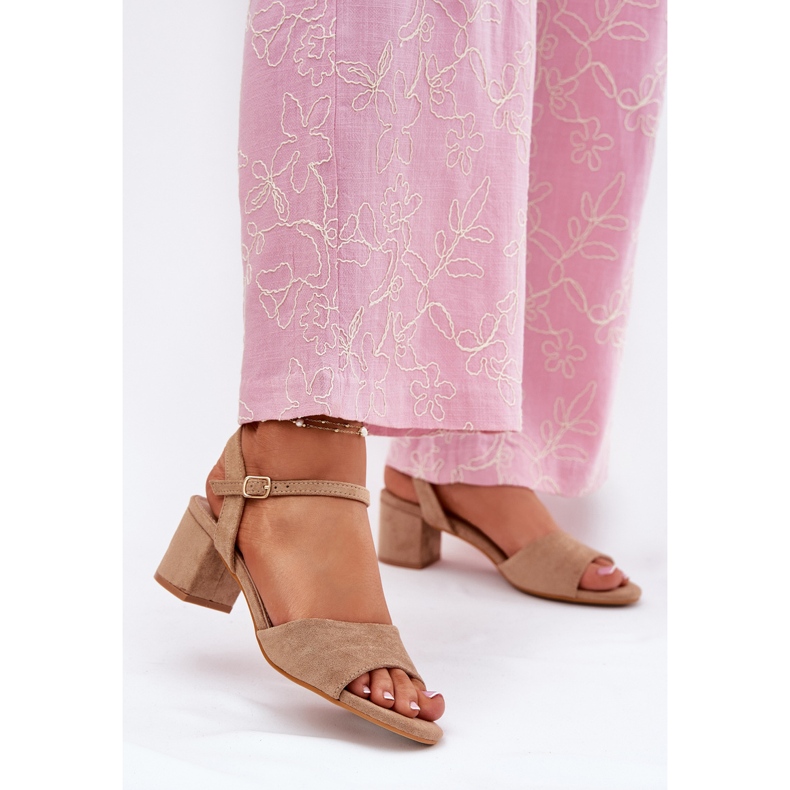 EVento Eco mokkanahka klassinen naisten korkokengät beige sandaalit 2