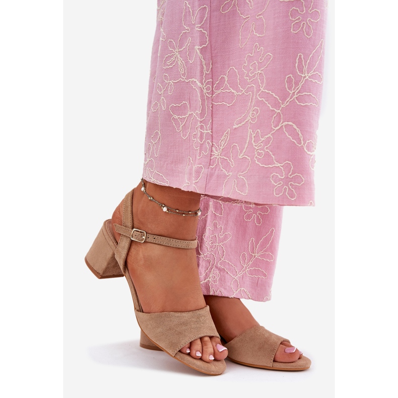 EVento Eco mokkanahka klassinen naisten korkokengät beige sandaalit 1