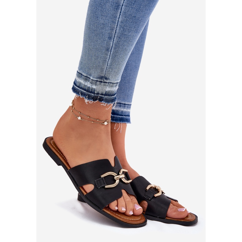 EVento Litteät naisten tossut koristeellisella yksityiskohdilla musta 1