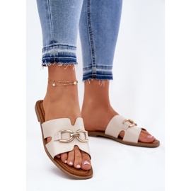 EVento Naisten litteät flippit koristeellisilla yksityiskohdilla beige 2