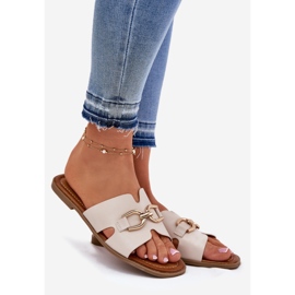 EVento Naisten litteät flippit koristeellisilla yksityiskohdilla beige 1