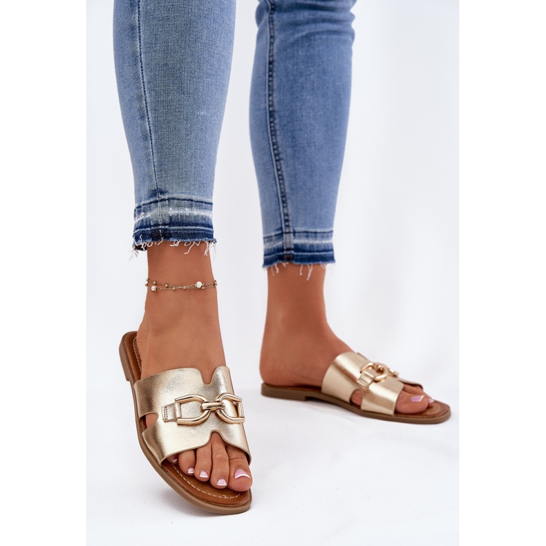 EVento Naisten litteät flopsit koristeellisella kultaisella yksityiskohdilla kultainen 2