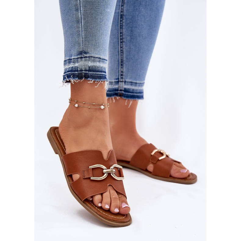 EVento Naisten litteät flip -flopsit koristeellisella kamelin yksityiskohdilla ruskea 2