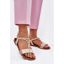 S.Barski Naisten litteät sandaalit, joissa on raidat S. Barski KV51-120 -kultaa kultainen 2