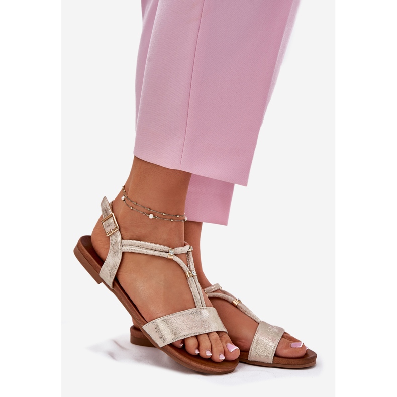 S.Barski Naisten litteät sandaalit, joissa on raidat S. Barski KV51-120 -kultaa kultainen 1