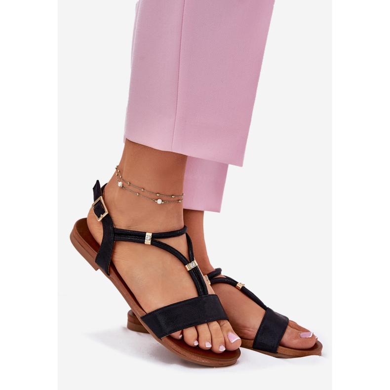 S.Barski Naisten litteät sandaalit, joissa on raidat S. Barski KV51-120 Musta 1