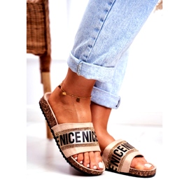 EVento Naisten BeNice Beige -varvassandaalit korkista tekojalokivillä 1