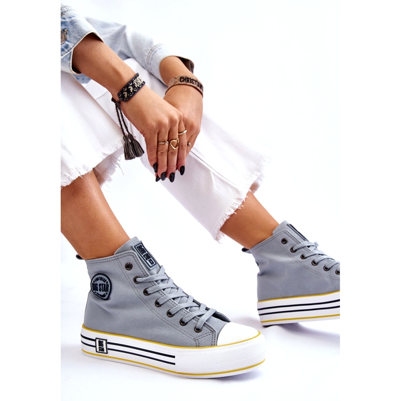 Naisten korkean materiaalin lenkkarit Big Star LL274188 -alustalla vaaleansininen 5