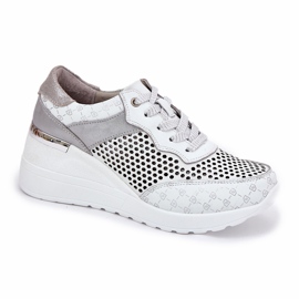 Nahkainen Openwork Sports Shoes Sneakers S.Barski LR51-641 White valkoinen 2