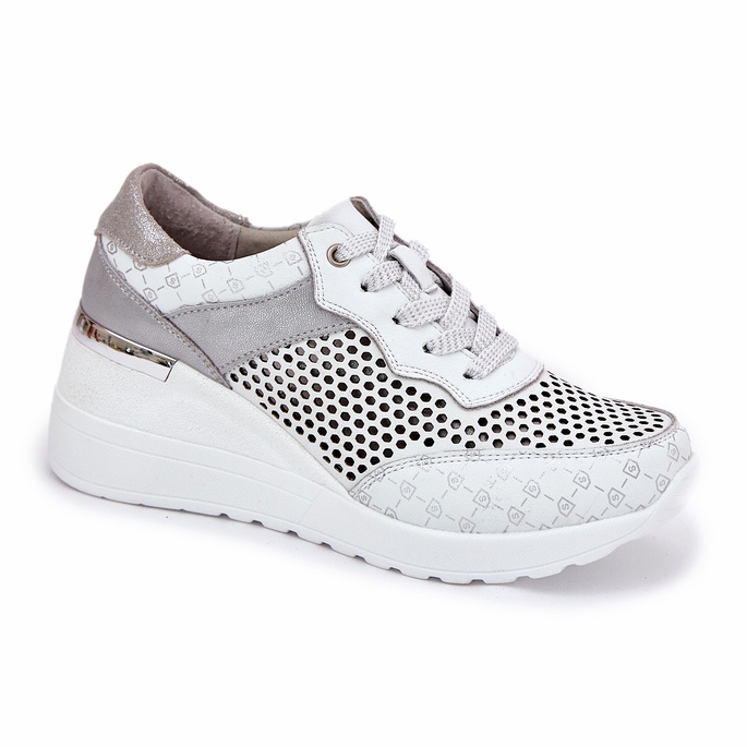 Nahkainen Openwork Sports Shoes Sneakers S.Barski LR51-641 White valkoinen 2