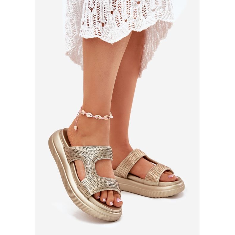 Inna Sisustetut naisten flopsit kultaisella alustalla kultainen 1