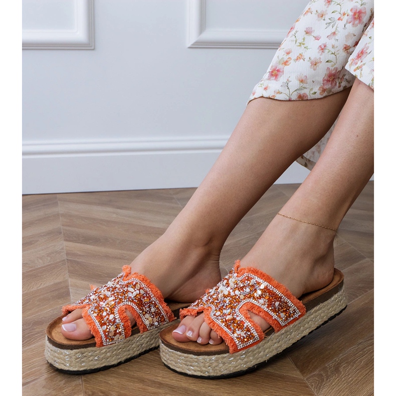 Oranssit espadrilles zirkonilla ja kivillä 2