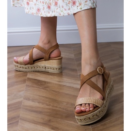 Ruskea espadrilles -sandaalit kiila 2
