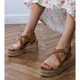 Ruskea espadrilles -sandaalit kiila 3