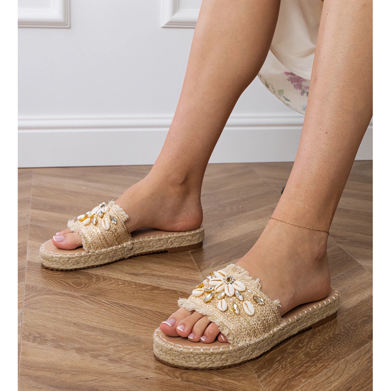 Espadrilles kultaiset flip flops kuorilla kultainen 1