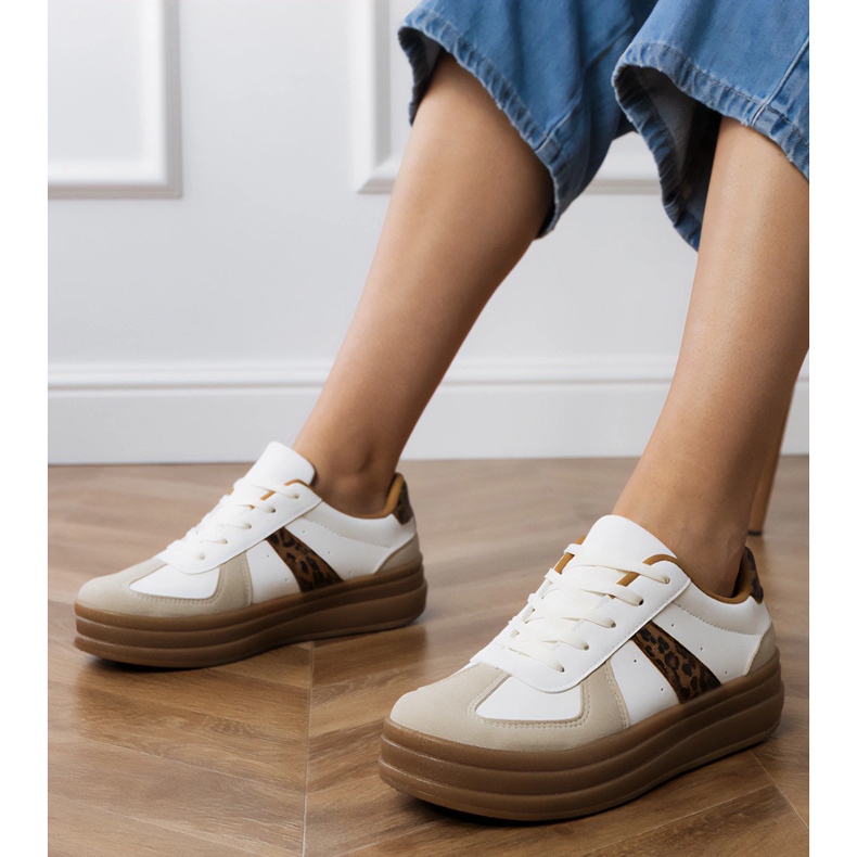 Naisten leopardin lenkkarit laiturilla valkoinen 1