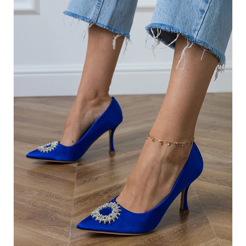 Siniset satiinipumput zirkonilla sininen 1