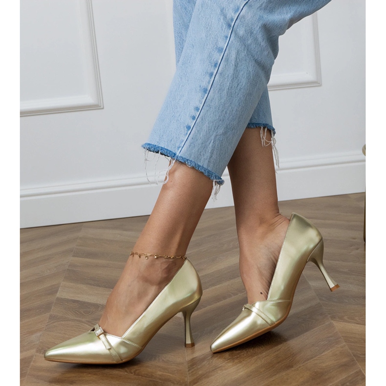 Klassiset naisten kultapumput zirkonilla kultainen 2