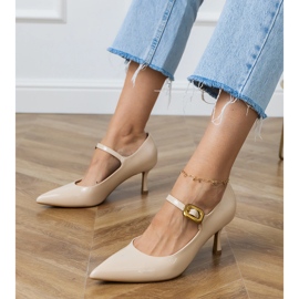 Beige klassiset pumput koristeellisella solkilla 1