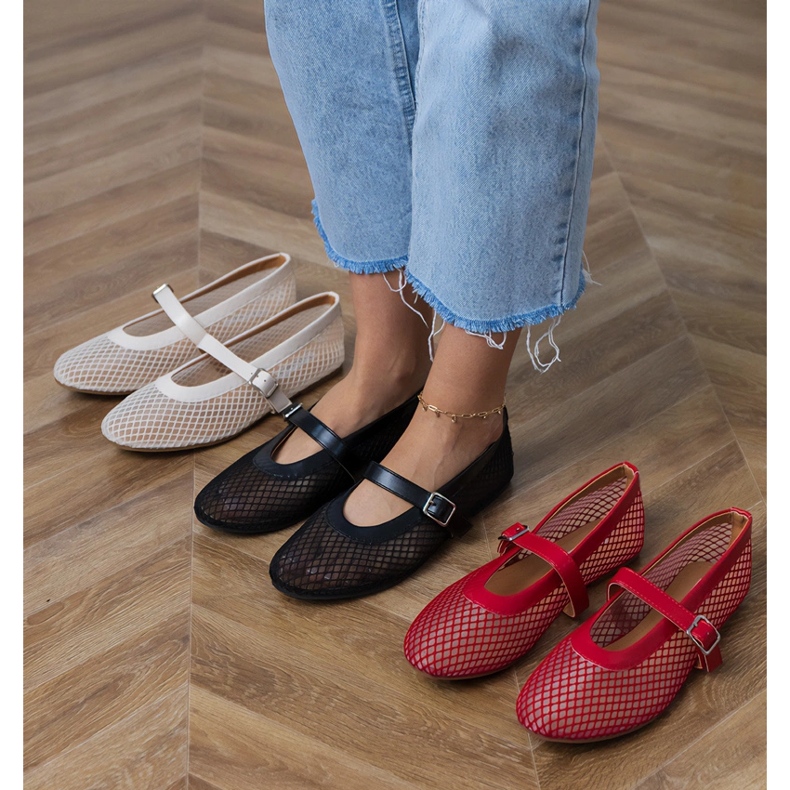 Punaisen mesh -balleriinit solki punainen 1