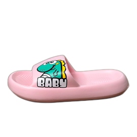 Vaaleanpunaiset lasten flip flops painetulla vaaleanpunainen 3