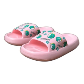 Vaaleanpunaiset lasten flip flops painetulla vaaleanpunainen 2
