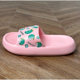 Vaaleanpunaiset lasten flip flops painetulla vaaleanpunainen 3