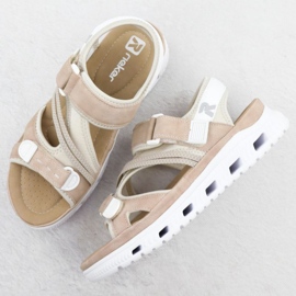 Naisten sandaalit Rieker 64064-31 beige vaaleanpunainen 1