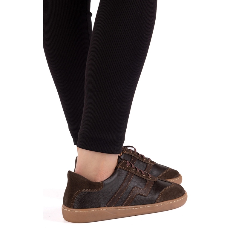 Paljain jaloin naisten nahkakengät Olivier Eliza tummanruskea 1