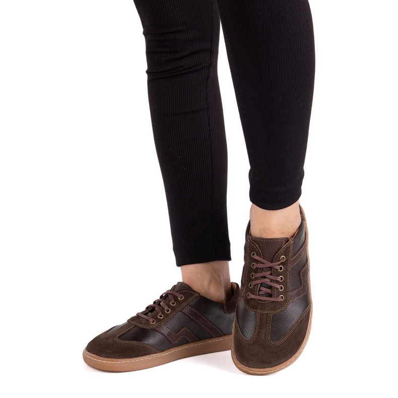 Paljain jaloin naisten nahkakengät Olivier Eliza tummanruskea 2