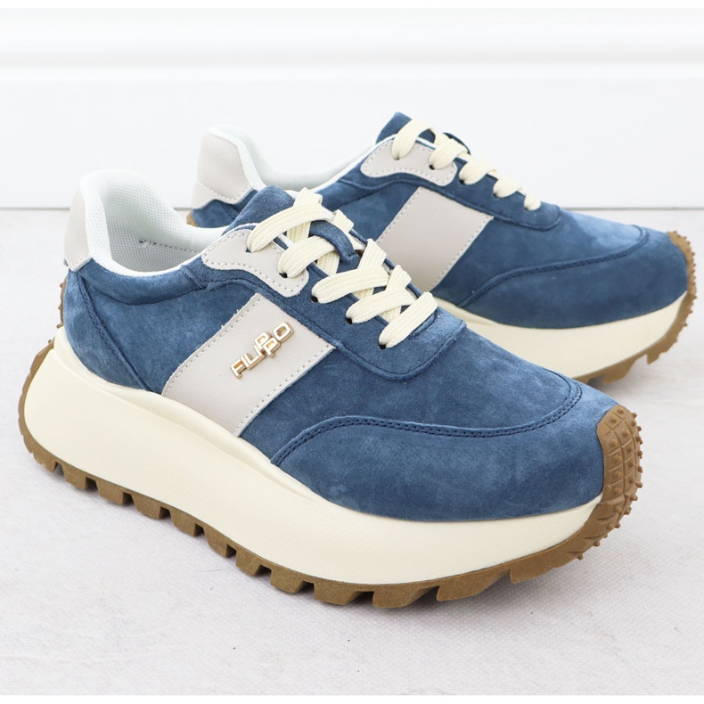 Nahkakengät paksulla lavalla sininen filippo dp6785 2