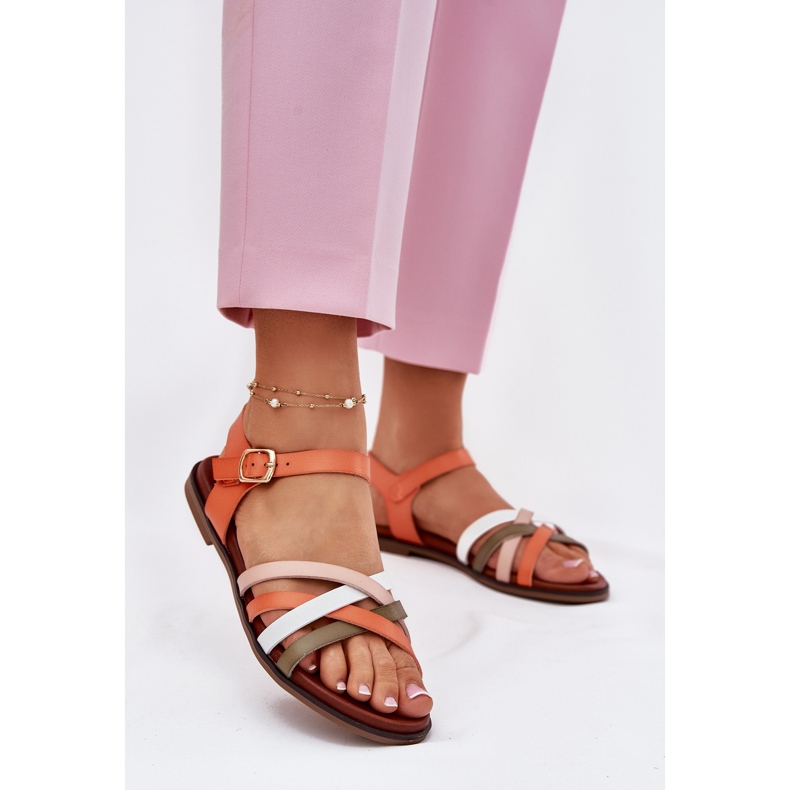Naisten sandaalit, joissa on kietoutumista Sergio Leone SK090H -raidat oranssi 2
